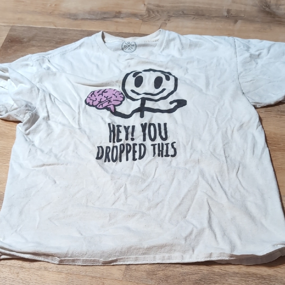 White Graphic T-Shirt with Brain Design